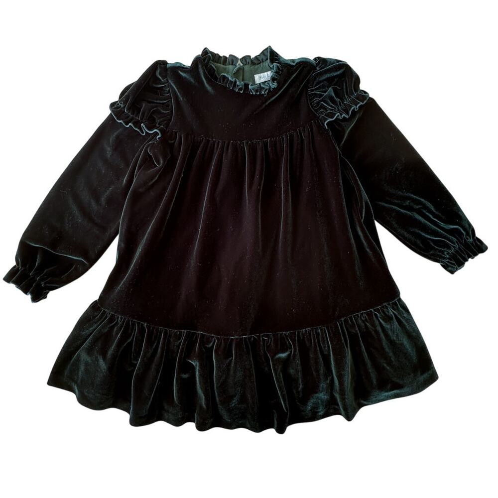 Abel & Lula Girl's Dark Green Velvet Party Dress EUC 6